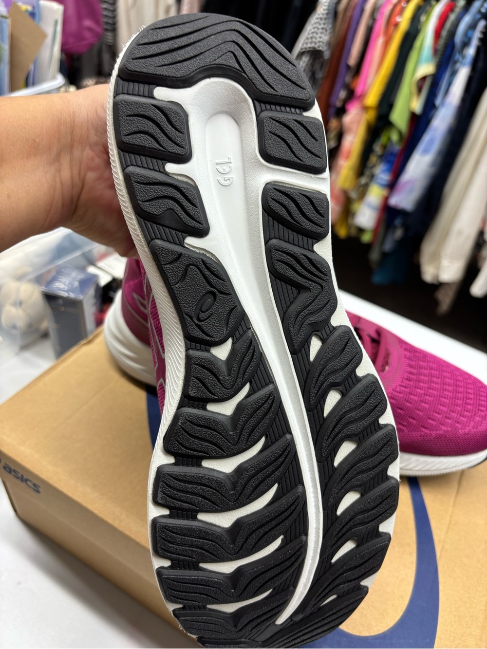Asics Women's Fuchsia Athletic Running Shoes with Ortholite - Picture 4 of 5